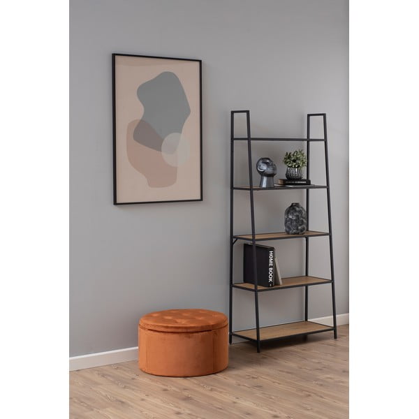 Etajeră neagră/în culoare naturală cu aspect de lemn de stejar 77x175 cm Seaford – Actona-image-1