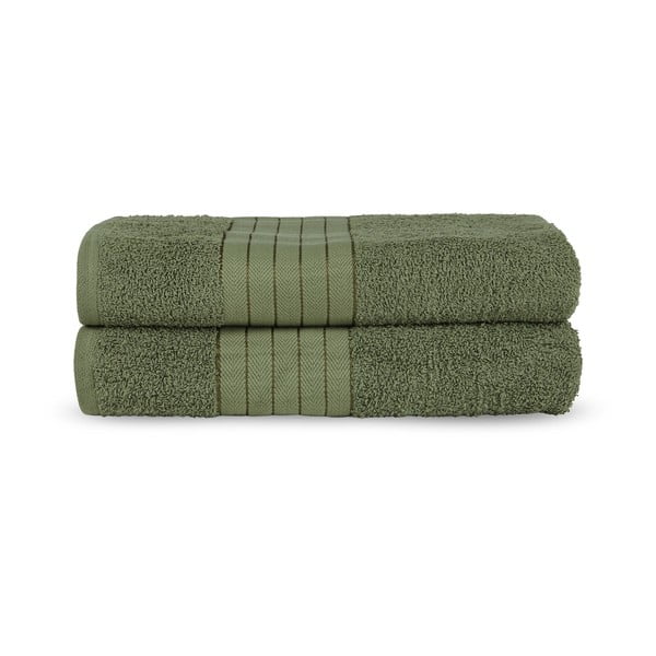 Prosoape verde-închis 2 buc. din bumbac din frotir 70x140 cm – Good Morning