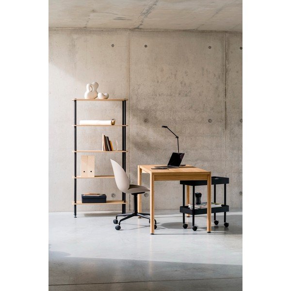 Etajeră neagră cu aspect de lemn de stejar 80x163x35 cm Teidi – noo.ma-image-1