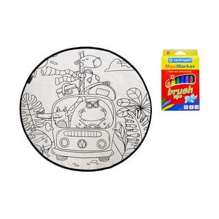 Set covor și markere pentru textile Butter Kings Safari Adventure, ø 130 cm