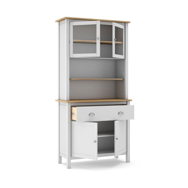 Vitrină albă din lemn de pin 90x180,5 cm Misti – Marckeric-image-3