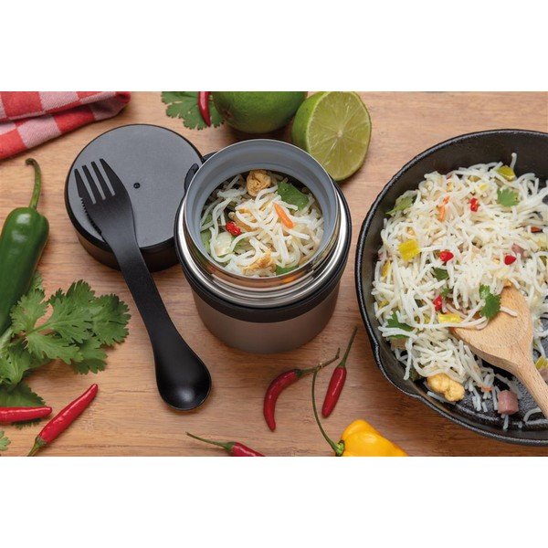 Set termos mâncare solidă și tacâmuri XD Collection, 400 ml, argintiu-image-1