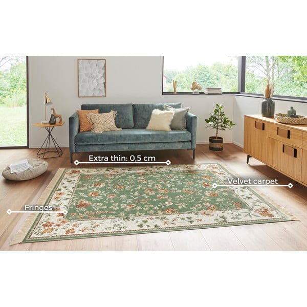 Covor verde/crem din viscoză 135x195 cm Oriental – Nouristan-image-3