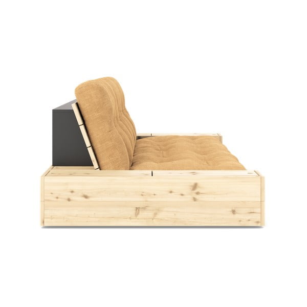 Canapea galben-muștar-maro deschis extensibilă cu tapițerie din catifea reiată  244 cm Base – Karup Design-image-3