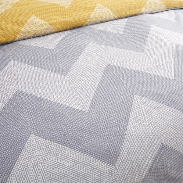 Lenjerie de pat galben-gri 200x135 cm Chevron Geo - Catherine Lansfield-image-3