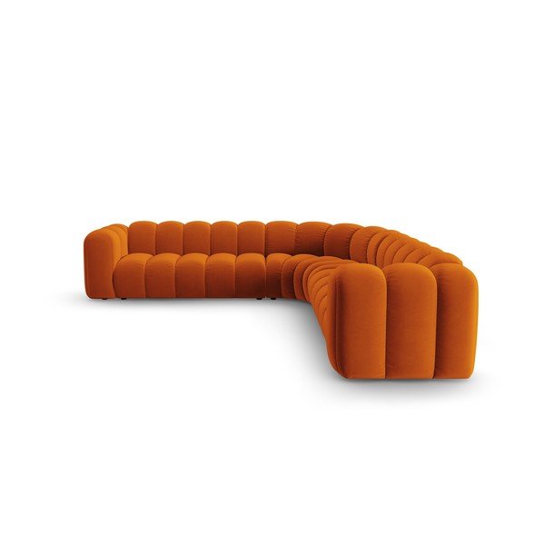 Colțar modular cărămiziu cu tapițerie din catifea Lupine – Micadoni -image-2