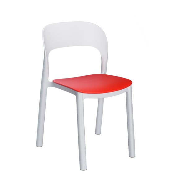 Set 4 scaune de grădină cu șezut roșu Resol Ona, alb