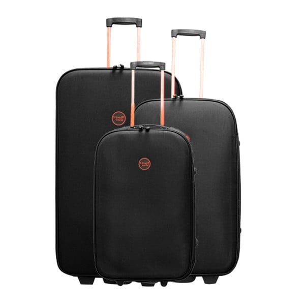 Set 3 valize cu roți Travel World Let´s Go, negru