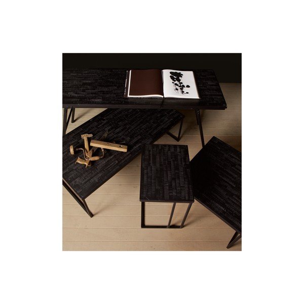 Măsuță auxiliară cu blat din lemn de tec reciclat BePureHome Shape, negru-image-4