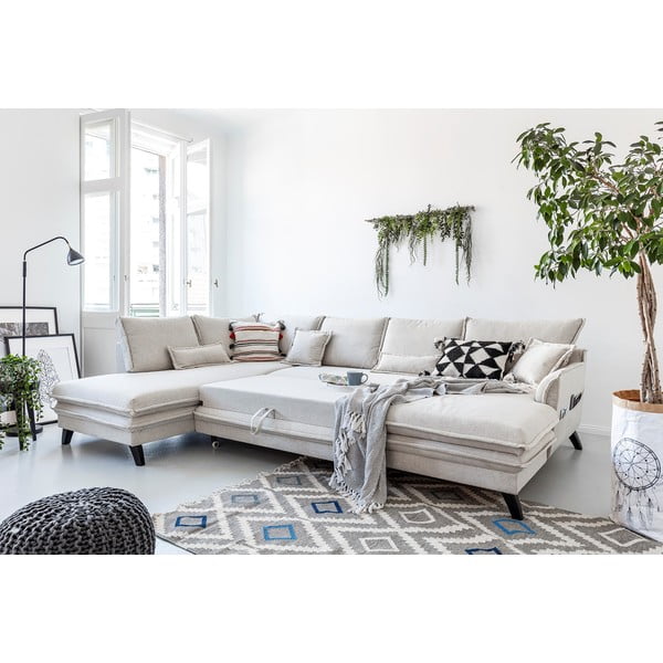 Canapea extensibilă în formă de „U” cu șezlong pe partea stângă Miuform Charming Charlie, bej deschis-image-4