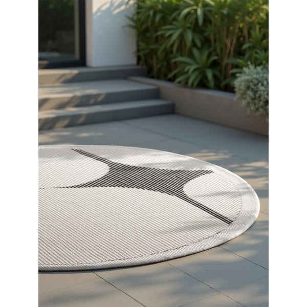 Covor pentru exterior și interior alb-negru rotund ø 160 cm Duet Bowen – NORTHRUGS-image-3