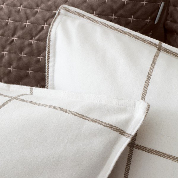 Lenjerie de pat crem/taupe din flanelă pentru pat de o persoană 135x200 cm Brushed Regal Check – Bianca-image-3