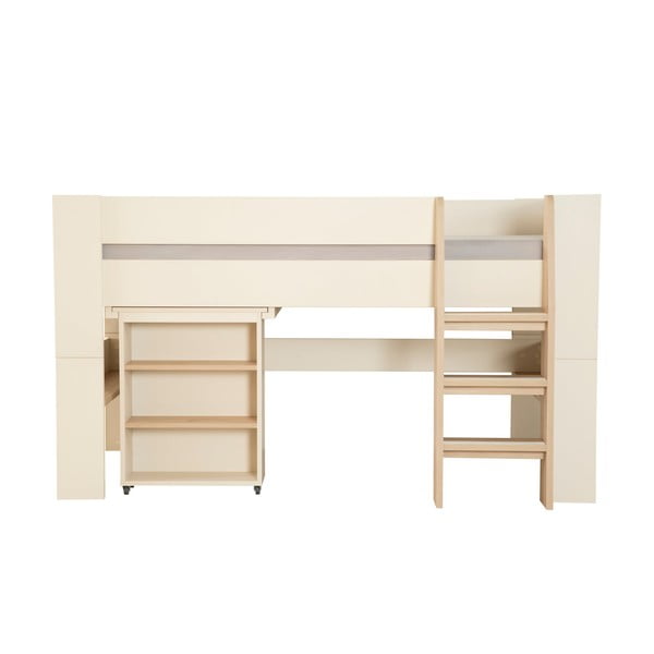 Pat pentru copii  bej înalt cu spațiu de depozitare fără somieră 90x200 cm Studio – Roba-image-3