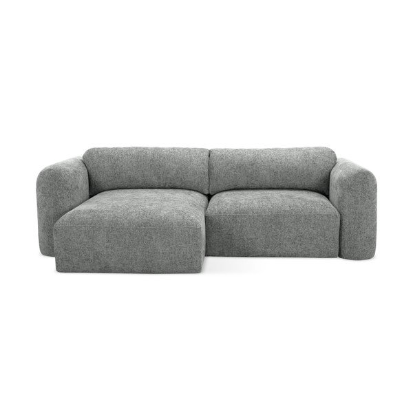 Colțar gri extensibil/cu spațiu de depozitare cu tapițerie din chenille (cu colț pe partea stângă/cu șezlong) Mele – Makamii