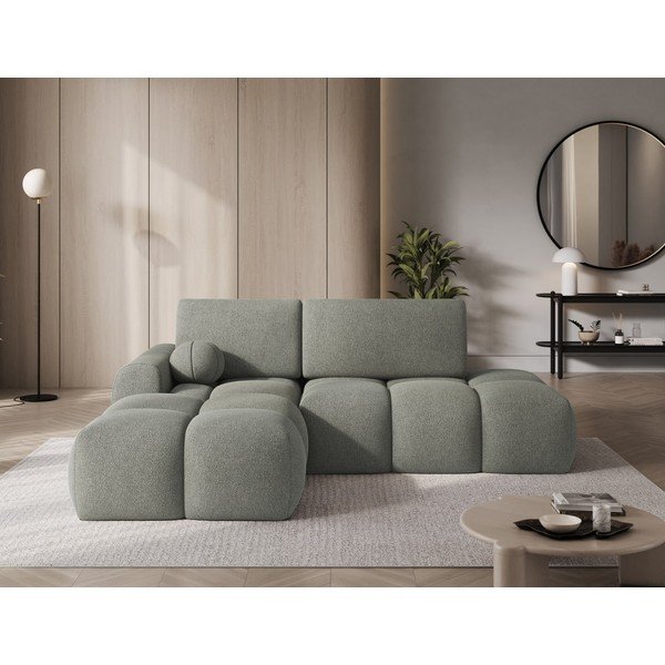 Colțar verde extensibil/cu spațiu de depozitare cu tapițerie din țesătură bouclé (cu colț pe partea stângă/cu șezlong) Vittario – ELTAP-image-1