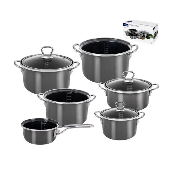 Set de vase pentru gătit 9 buc. smalțuit Metalic – Orion