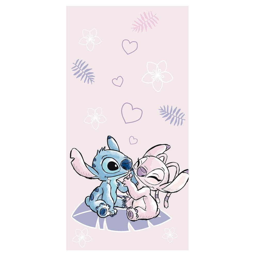 Prosop pentru copii roz din bumbac 70x140 cm Lilo and Stitch 