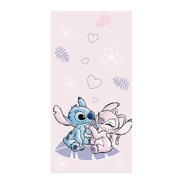 Prosop  pentru copii roz din bumbac 70x140 cm Lilo and Stitch "Pink" – Jerry Fabrics