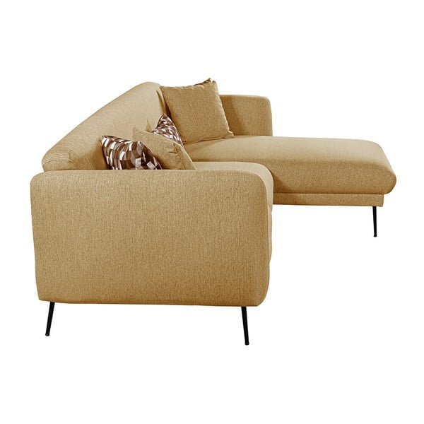 Colțar extensibil cu șezlong pe partea dreaptă Pandia Home Madrid, galben-image-4