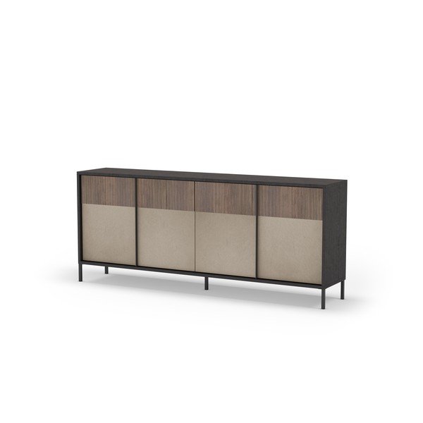 Comodă gri antracit/maro deschis joasă 206x86 cm Amalia – Marckeric-image-2