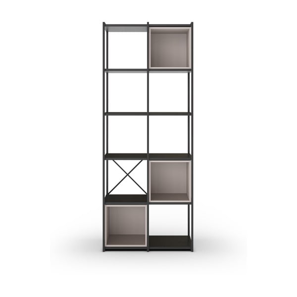 Bibliotecă neagră/crem 71x179 cm Anya – Marckeric