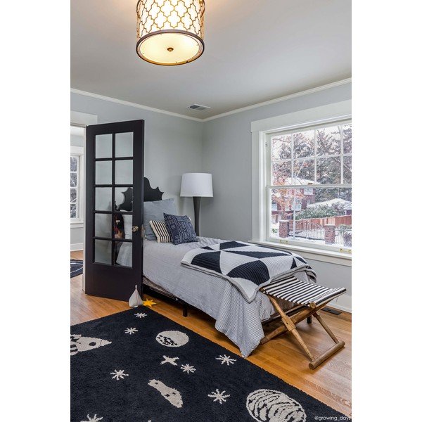 Covor pentru copii negru lavabil/țesut manual din amestec de bumbac 140x200 cm Alfombra Lavable Universe – Lorena Canals-image-4