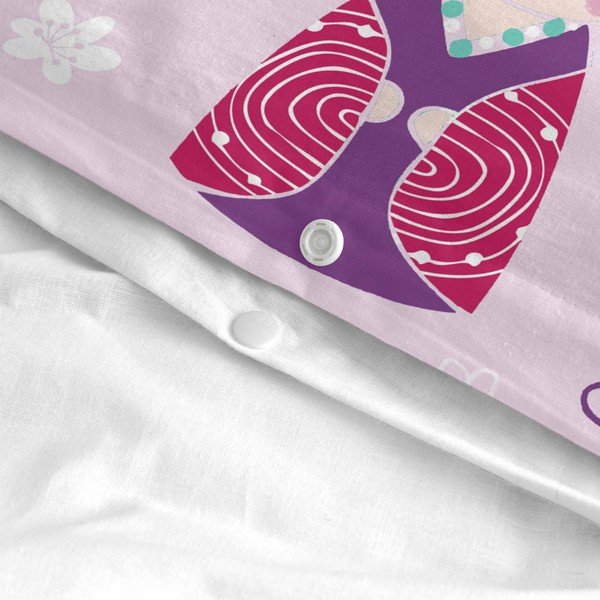 Lenjerie de pat din bumbac pentru copii Moshi Moshi Cherry Blossom, 115 x 145 cm-image-4