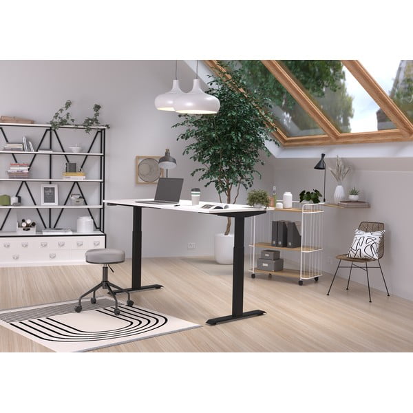 Birou cu blat alb cu înălțime ajustabilă electric 80x160 cm Jet – Germania-image-1