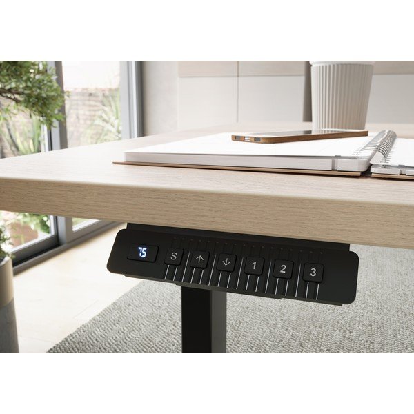 Birou cu aspect de lemn de stejar cu înălțime ajustabilă electric 80x160 cm – Germania-image-1