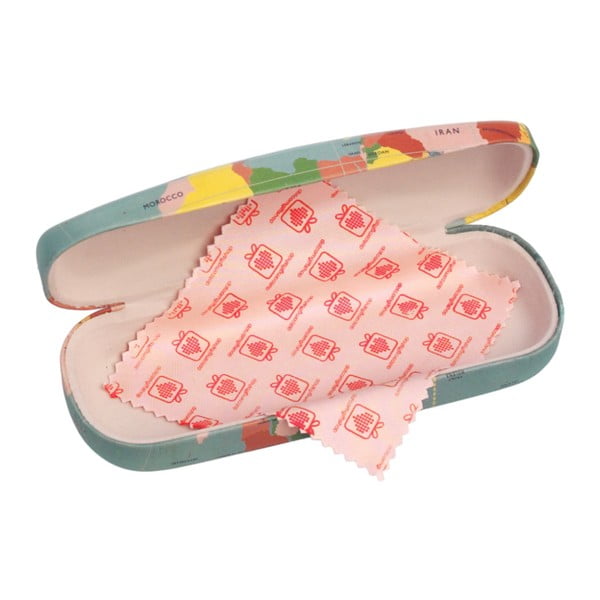 Toc pentru ochelari cu lavetă de curățare Rex London World Map-image-2