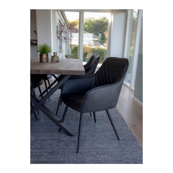 Set de scaune de sufragerie gri închis cu cotiere 2 buc. tapițat Harbo – House Nordic-image-2