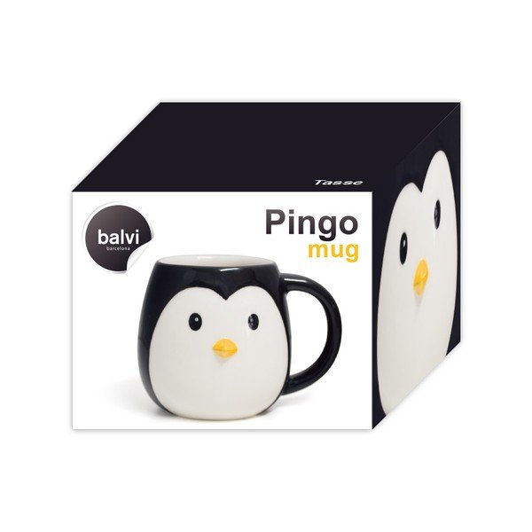 Cană din ceramică Balvi Pingo, 400 ml, alb - negru-image-2