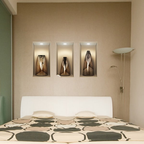 Set 3 autocolante cu efect 3D Ambiance Wooden Vases-image-1