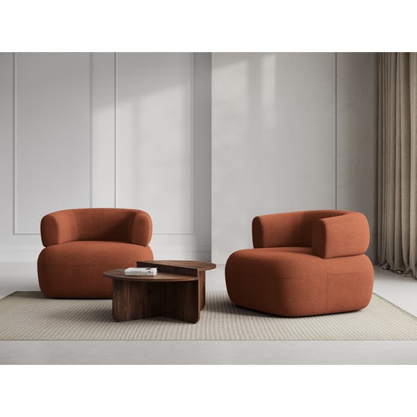 Fotoliu cărămiziu cu tapițerie din stofă bouclé Jenny – Micadoni Home-image-1
