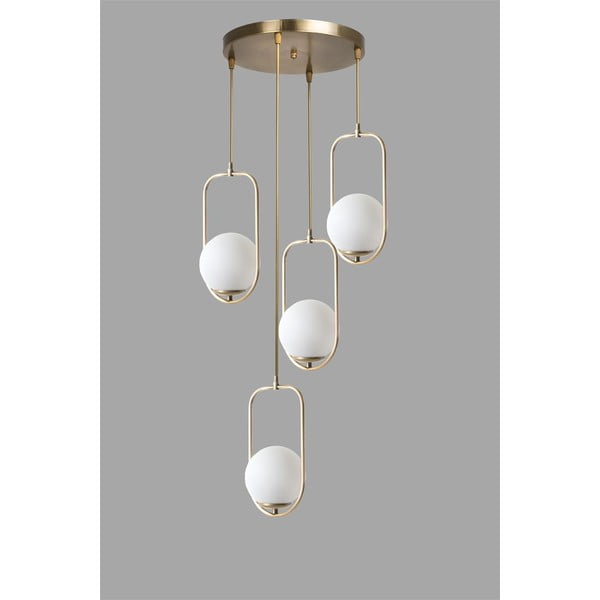 Lustră albă/aurie cu abajur din sticlă ø 30 cm Ahu – Opviq lights-image-2