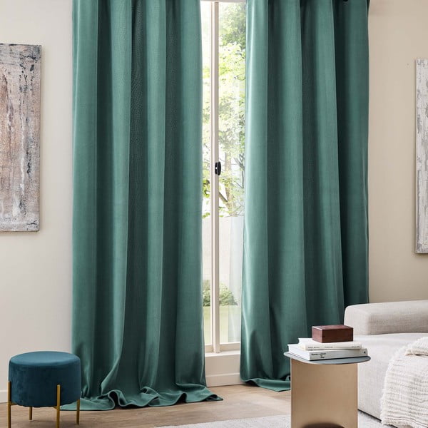 Draperie verde termoizolantă din catifea reiată 140x260 cm Madison – douceur d'intérieur-image-3
