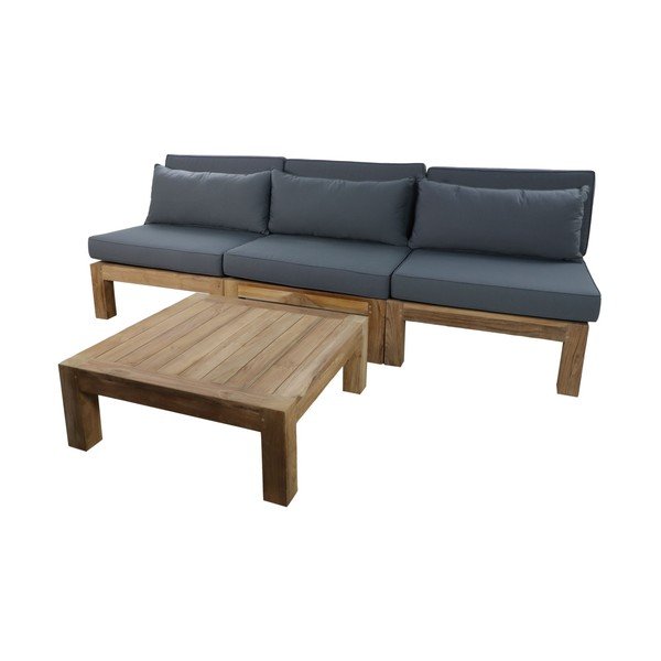 Set mobilier de grădină gri din lemn de tec pentru trei persoane Aruba - HSM collection