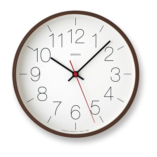 Ceas de perete cu ramă maro închis Lemnos Clock, ⌀ 25,4 cm