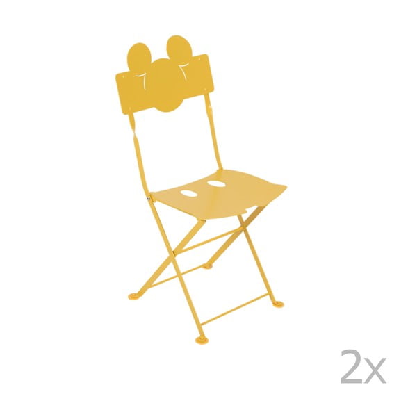 Set 2 scaune pliabile de grădină pentru copii Fermob Bistro Mickey Junior, galben