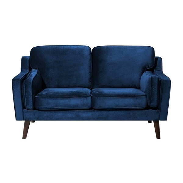 Canapea cu 2 locuri cu tapițerie din catifea Monobeli Josh, albastru închis