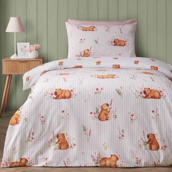 Lenjerie de pat în culoare naturală pentru pat de o persoană 135x200 cm Happy Capy(bara) – Catherine Lansfield