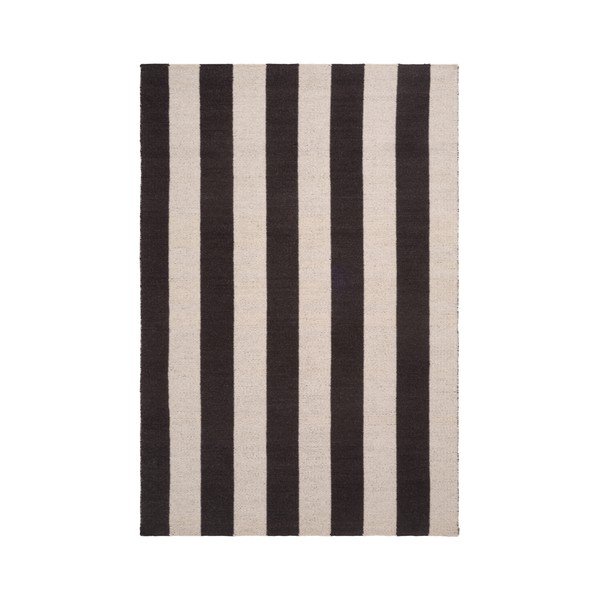 Covor tip traversă alb-negru țesut manual din amestesc de lână 80x200 cm Sissel – Jotex