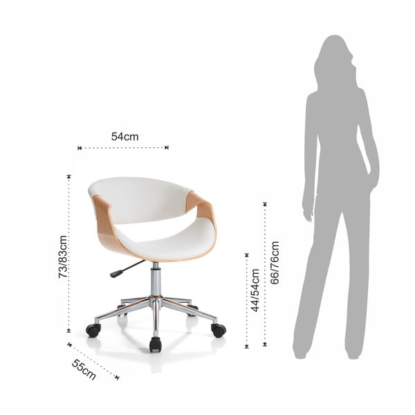 Scaun de birou alb-în culoare naturală din imitație de piele Visby – Tomasucci-image-4