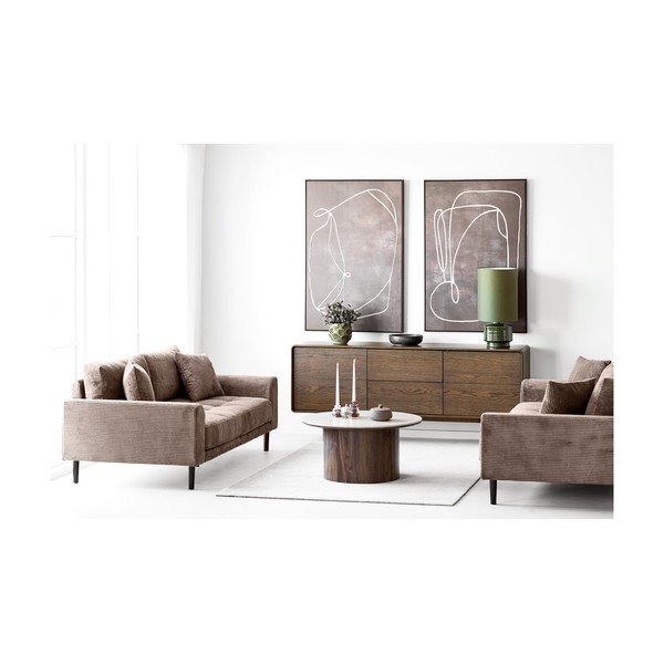 Canapea maro cu tapițerie din catifea reiată  210 cm Lido – House Nordic-image-3
