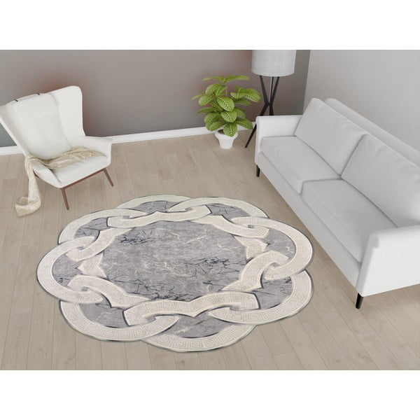 Covor rotund gri ø 160 cm - Vitaus-image-1