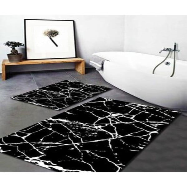 Covorașe de baie albe/negre 2 buc. 60x100 cm Cracks – Mila Home-image-1
