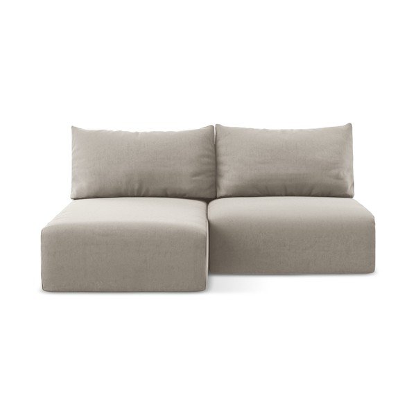 Colțar taupe extensibil/cu spațiu de depozitare cu tapițerie din catifea (cu colț pe partea stângă/cu șezlong) Kalena – Makamii