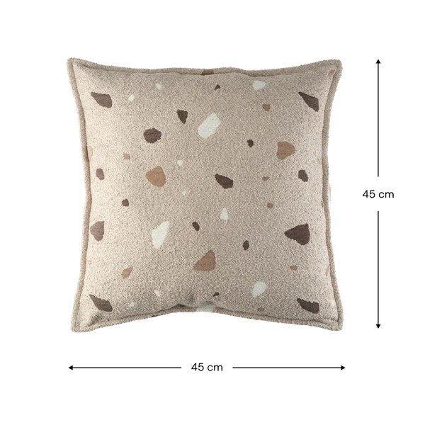 Pernă decorativă pentru copii maro deschis cu tapițerie din țesătură bouclé/cu tapițerie din chenille Terrazzo Block – Wigiwama-image-2