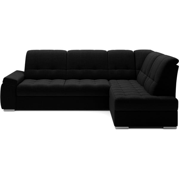 Colțar negru extensibil/cu spațiu de depozitare (cu colț pe partea dreaptă/în formă de ”L”) Sado – ELTAP