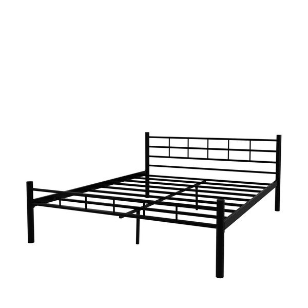 Pat matrimonial negru din metal cu somieră 160x200 cm K70 – Kalune Design